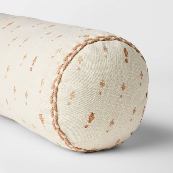 Threshold Bolster Geo Pattern Cream and Peach Pillow - Picture 5 of 5